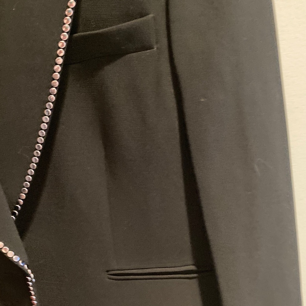 Tahari Black Blazer with silver studs trim - Picture 6 of 9